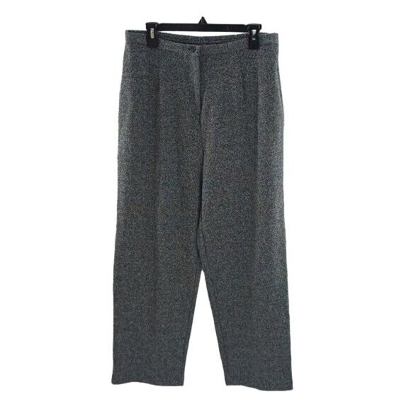 Liz Claiborne Pants Gray Tweed Wide Leg Business Slacks Womens Size Large Petite - Picture 1 of 7
